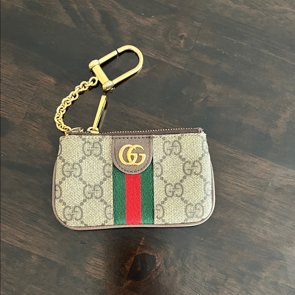 Gucci Beige GG Canvas Key Holder with Gold Accents